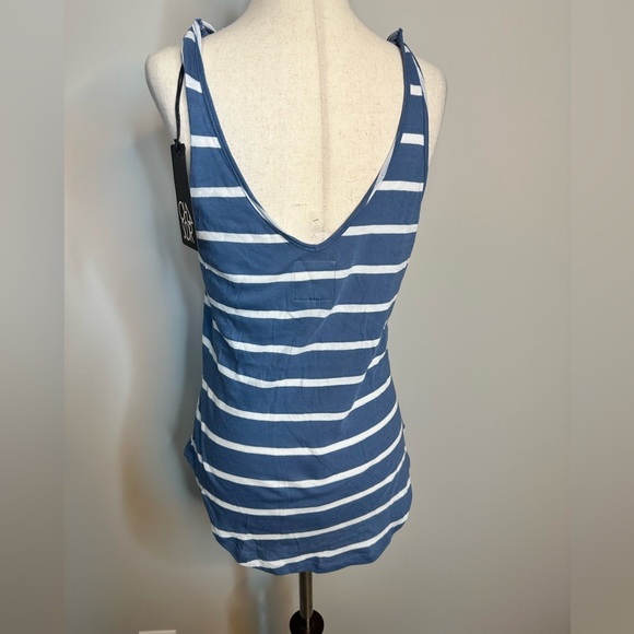 NWT sz S white blue stripe gauzy cotton double knot shirttail tank top - Picture 4 of 7